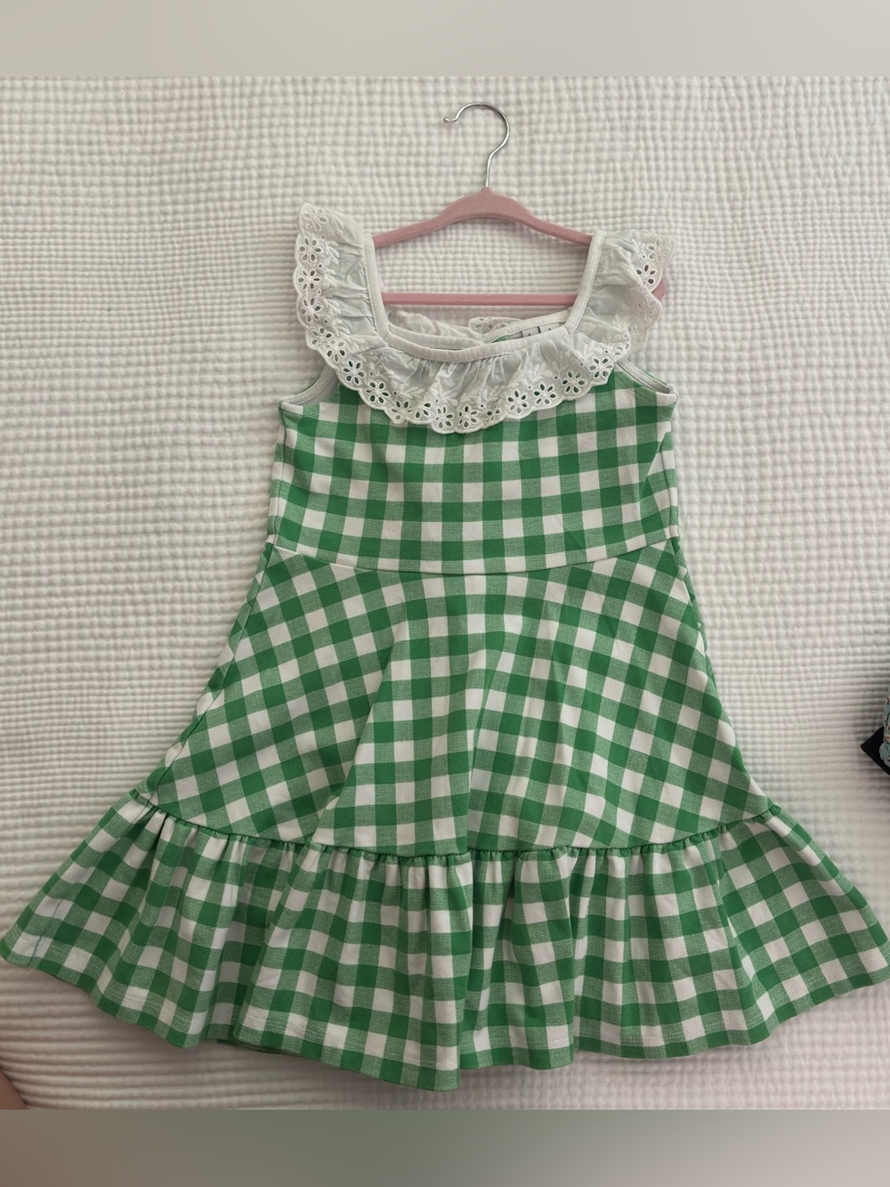 Janie and Jack Green and White Gingham Ruffle Sundress
